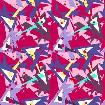 Seamless abstract pattern with hand drawn curved geometry triangle elements for  Illustrazione stock