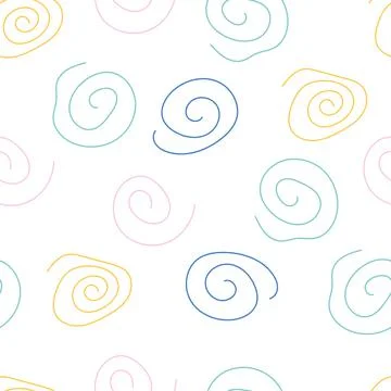 Seamless abstract pattern with hand-drawn curls, chaotically arranged festive Stock Illustration