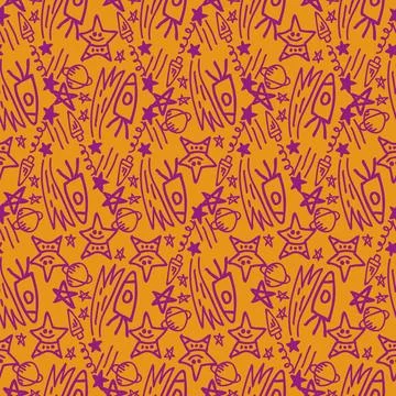 Seamless abstract pattern of hand-drawn elements for printing and design 스톡 일러스트