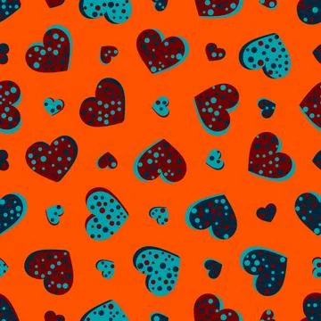 Seamless abstract pattern with hearts. Beautiful for textile or paper print.  Stock Illustration