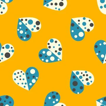 Seamless abstract pattern with hearts. Beautiful for textile or paper print.  Stock Illustration
