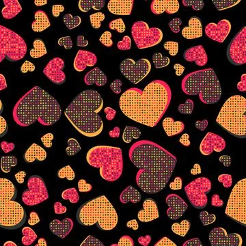Seamless abstract pattern with hearts. Beautiful for textile or paper print.  Stock Illustration