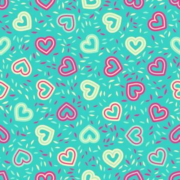 Seamless abstract pattern with hearts. Beautiful for textile or paper print.  Stock Illustration