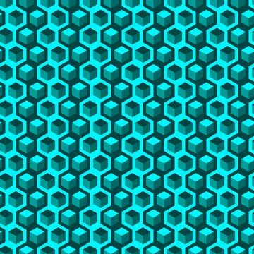 Seamless abstract pattern with hexagons and cubes. Stock Illustration