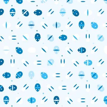Seamless abstract pattern illustration featuring minimalist blue shapes on .. Stock Illustration