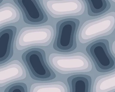 A seamless abstract pattern of layered organic shapes in muted blue, navy, .. Stock Illustration