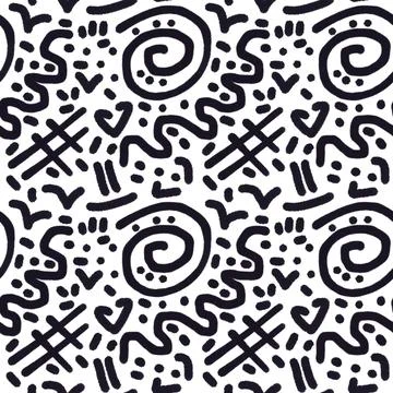 Seamless abstract pattern with line art stripes for fabrics and textiles 스톡 일러스트