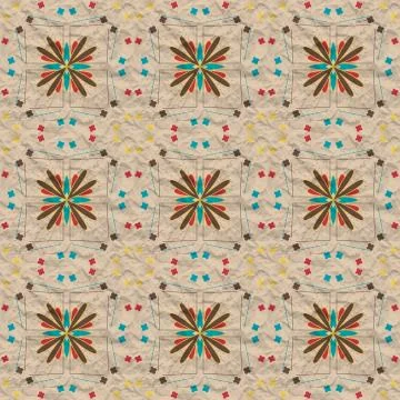 Seamless abstract pattern with lines and spots on crumpled paper Stock Illustration