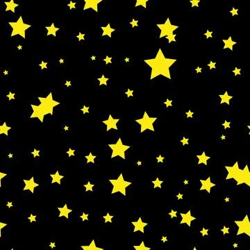 Seamless abstract pattern with little shabby sharp yellow stars on black ba.. Stock Illustration