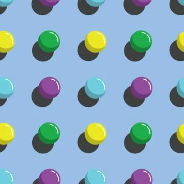 Seamless abstract pattern with multicolor 3D ball on turquoise background Stock Illustration