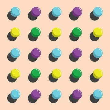 Seamless abstract pattern with multicolor 3D ball on light pink background Stock Illustration