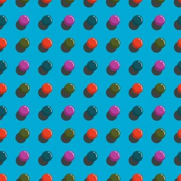 Seamless abstract pattern with multicolor 3D ball on aqua blue backgr ound Stock Illustration