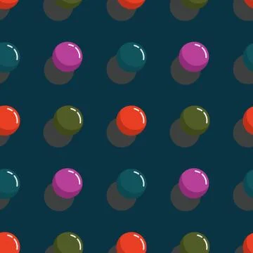 Seamless abstract pattern with multicolor 3D ball on a blue background Stock Illustration