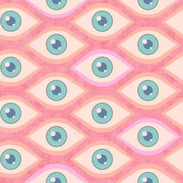 Seamless abstract pattern with open eyes. Retro seamless pattern with eye. .. Stock Illustration