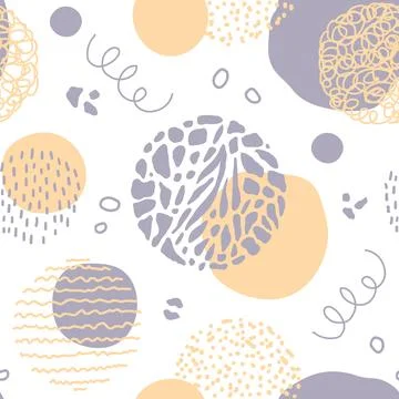 Seamless abstract pattern with organic shapes and hand-drawn details in sof.. Stock Illustration
