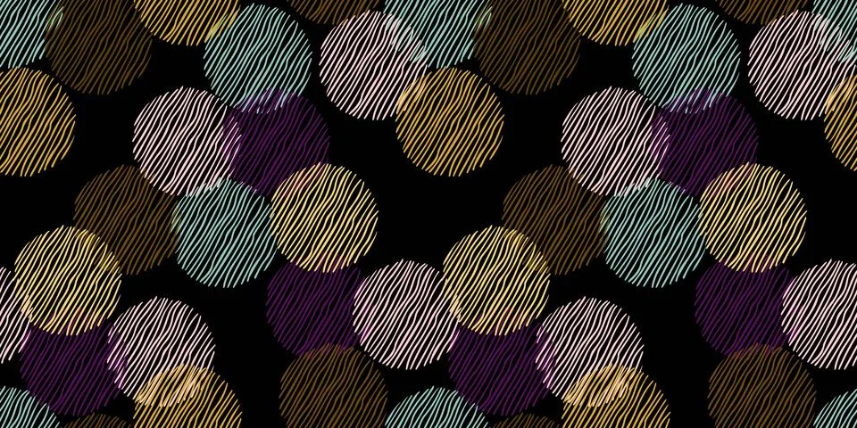 Seamless abstract pattern of overlapping scribble circles with diagonal han.. 스톡 일러스트