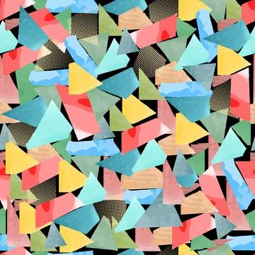 Seamless abstract pattern of pieces of paper on a black background Stock Illustration