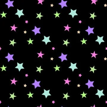 Seamless abstract pattern with pink and blue sharp stars on black background. 스톡 일러스트