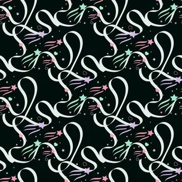 Seamless abstract pattern with pink and blue sharp stars on white backgroun.. 스톡 일러스트