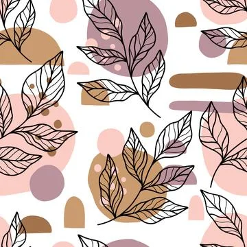 Seamless abstract pattern plant nature background. Decorative design freehand Stock Illustration