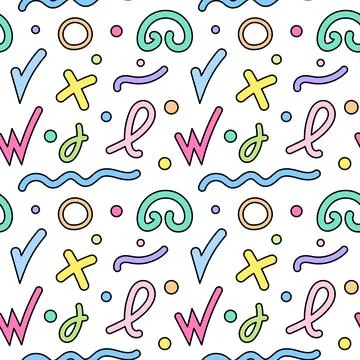 Seamless Abstract Pattern with Playful Colorful Shapes Stock Illustration