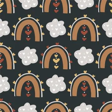 Seamless abstract pattern with rainbow. Stock Illustration