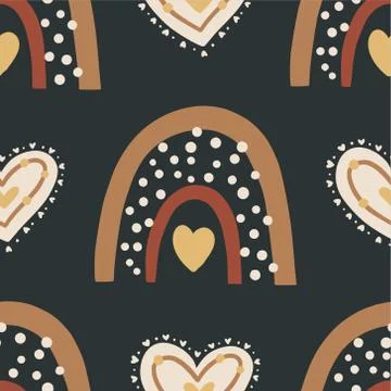 Seamless abstract pattern with rainbow. Stock Illustration