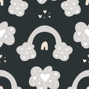 Seamless abstract pattern with rainbow. Stock Illustration