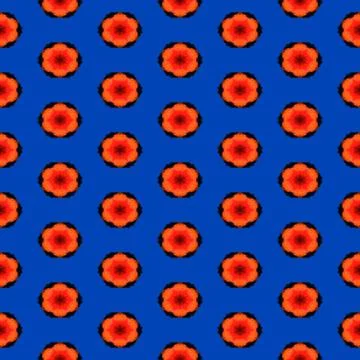 Seamless abstract pattern with red polka-like dots on the blue background Stock Illustration