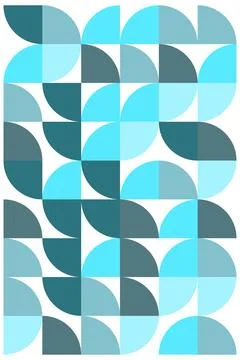Seamless abstract pattern with rounded geometric shapes in turquoise and cyan Stock Illustration