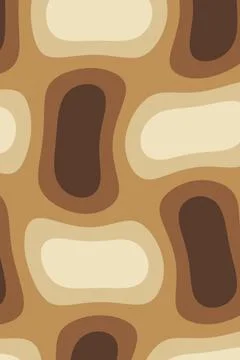 A seamless abstract pattern of rounded layered shapes in ochre, golden tan,.. イラスト素材