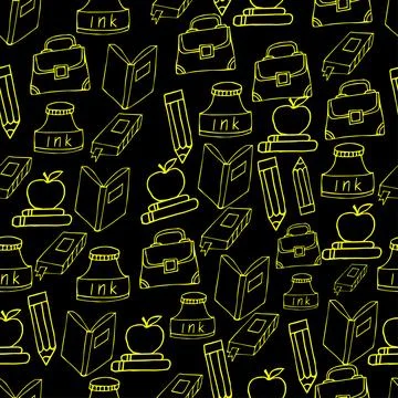 Seamless abstract pattern of school doodles Stock Illustration