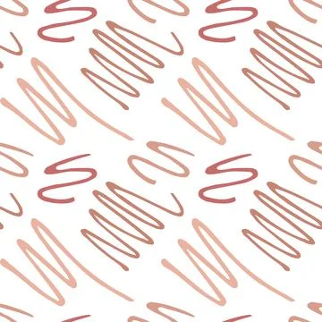 Seamless Abstract Pattern with Scribble Lines in Soft Earthy Tones Stock Illustration