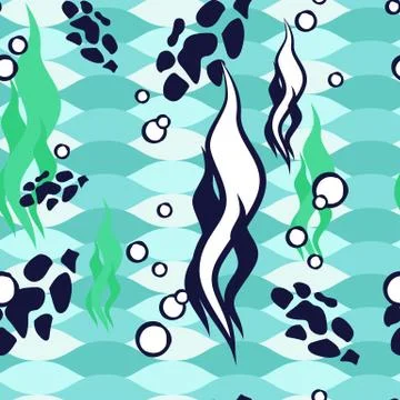 Seamless abstract pattern in a sea style. Stock Illustration