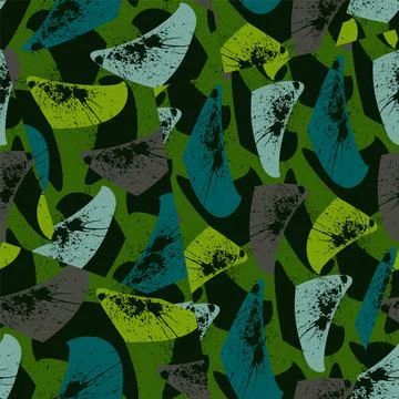 Seamless abstract pattern with shaotic shapes and grunge spots Stock Illustration