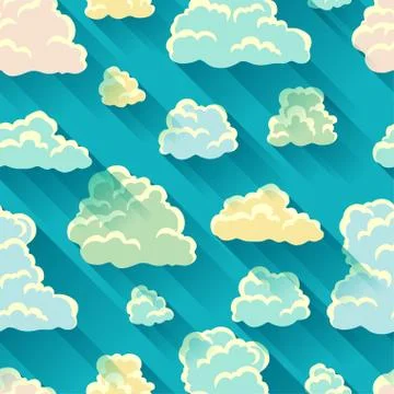 Seamless abstract pattern with sky and clouds Stockillustratie