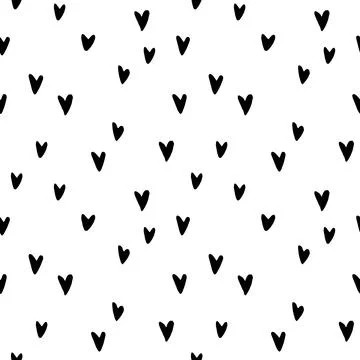 Seamless abstract pattern of small black hearts. Hand drawn doodle background Stock Illustration