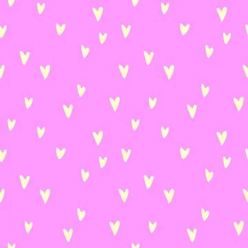 Seamless abstract pattern of small pink hearts. Hand drawn doodle background, Illustrazione stock