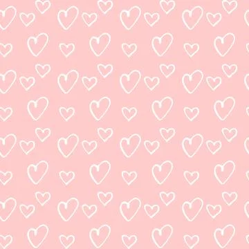 Seamless abstract pattern of small pink hearts. Hand drawn doodle background, Stock Illustration