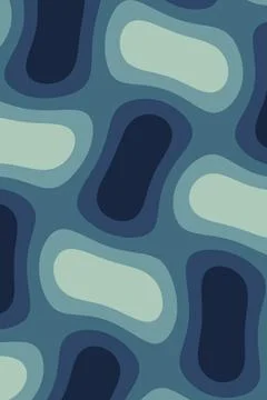 Seamless abstract pattern of softly rounded layered shapes in navy, teal, a.. Stock Illustration