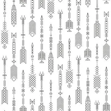 Seamless abstract pattern with stylized arrows. Stock Illustration