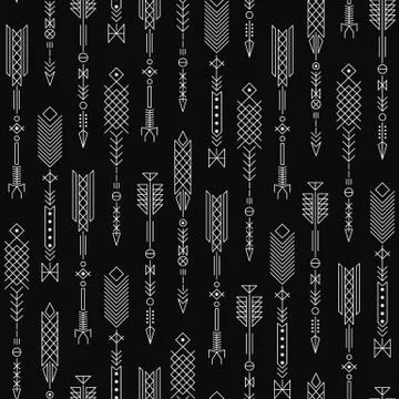 Seamless abstract pattern with stylized arrows. Stock Illustration