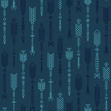 Seamless abstract pattern with stylized arrows. Stock Illustration