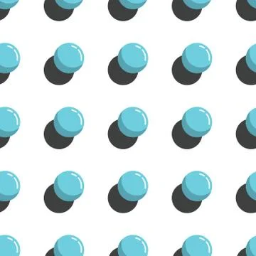 Seamless abstract pattern with turquoise 3D ball on a white background Stock Illustration