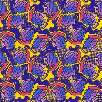 Seamless abstract pattern with unusual repeating hand drawn teapots Stock Illustration