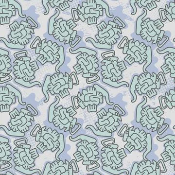 Seamless abstract pattern with unusual repeating hand drawn teapots Stock Illustration