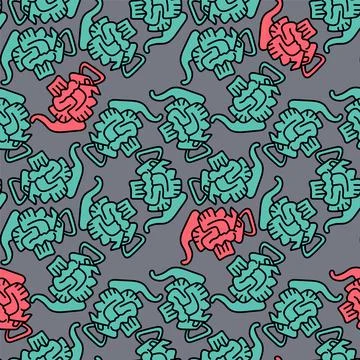 Seamless abstract pattern with unusual repeating hand drawn teapots Stock Illustration