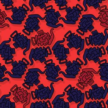 Seamless abstract pattern with unusual repeating hand drawn teapots Stock Illustration