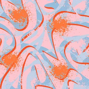 Seamless abstract pattern with wave shapes and grunge spots Stock Illustration