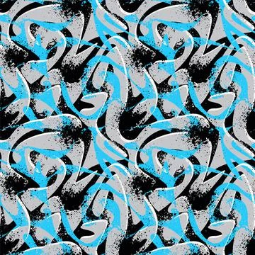 Seamless abstract pattern with wave shapes and grunge spots Stock Illustration